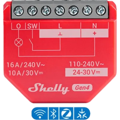 Relevador inteligente Shelly 1PM Gen4 de 16 A con medición de consumo