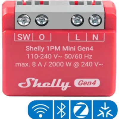Interruptor inteligente Shelly 1PM Mini Gen4 con medición de energía