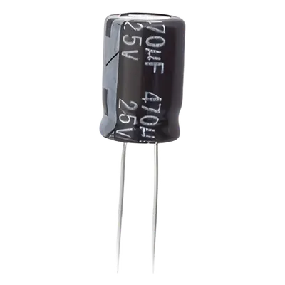 Capacitor Electrolítico de Aluminio / 470 µF / 25 Vcc / 105 °C / Radial 8 x 15 mm