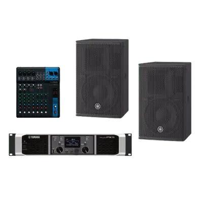 Kit de Refuerzo Sonoro / 2 Vías Bass-Reflex / 10" (0.83 ft) Woofer / 1.4" (0.12 ft) HF / 350W PGM / 55 Hz - 20 kHz / 93 dB / Amplificador 800W / Mixer 4 Canales