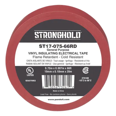 Cinta aislante eléctrica PANDUIT ST17-075-66RD roja de 66 ft