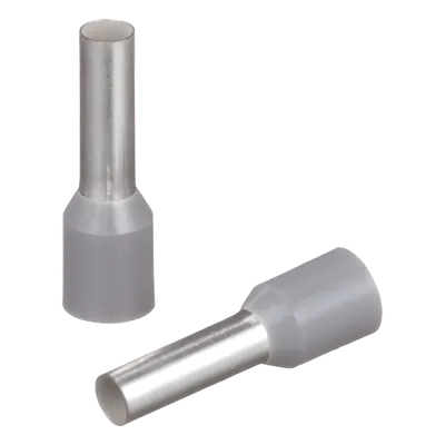 Férula Aislada / 12 AWG / 17.5 mm Largo / Color Gris DIN / 500 Piezas / Cable Único
