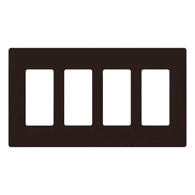 Placa de pared Claro / 4 espacios / café brillante (BR) / 21.3 x 11.9 cm, perfil 7.6 mm / sin tornillos / compatible con Caseta Wireless, Maestro, Pico y Vive