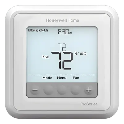 Termostato programable / 3H/2C bomba de calor o 2H/2C convencional / Programación 7 días, 5-2, 5-1-1 / Pantalla 5.44 in² / Serie T6 Pro