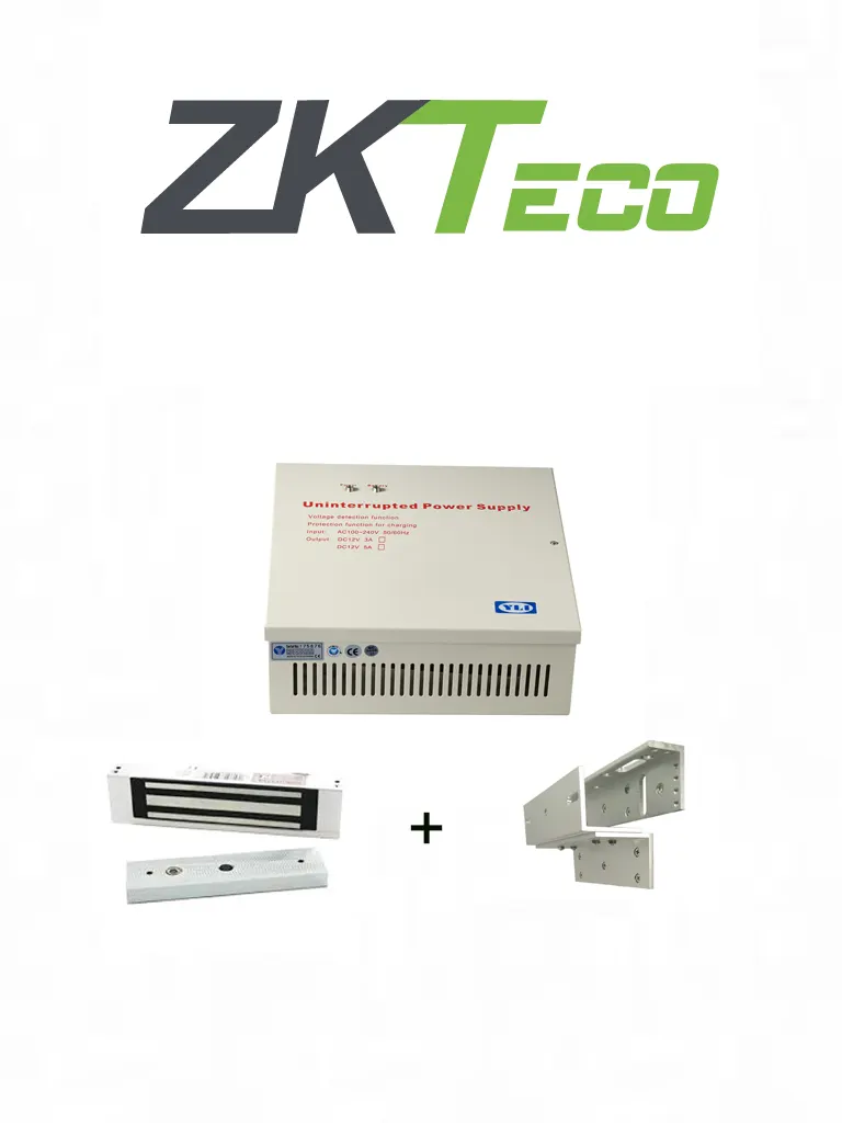 Cerradura magnética ZKTeco LM1805 con soporte ZL y fuente