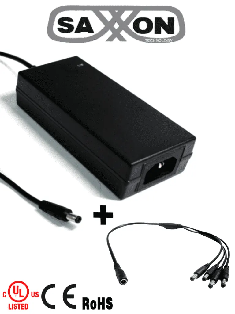 Fuente de poder SAXXON PSU1205D+PSUWB07 de 12 Vcc con divisor para 4 cámaras
