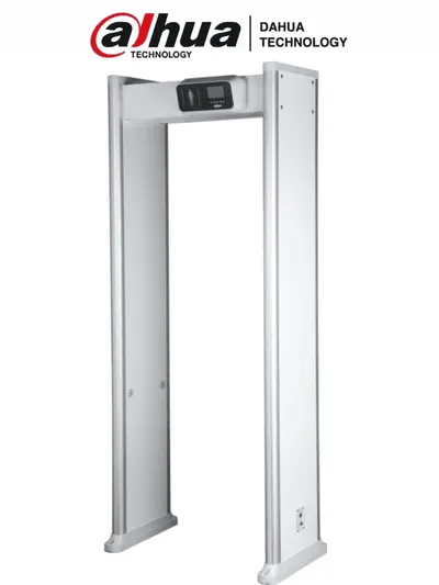 DAHUA ISC-D118 - Arco Detector de Metales con 18 Zonas de Detección. Pantalla LCD de 3.5" con interfaz intuitiva. Ofrece 9 tonos de alarma y 10 niveles de volumen ajustables. Cuenta con un contador de pasos y alarmas.