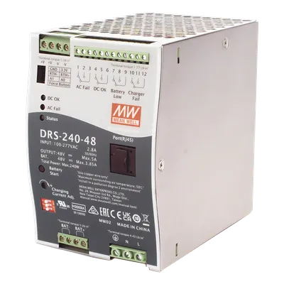 Fuente industrial MEANWELL DRS24048 con UPS y salida de 48 VCC