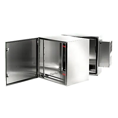Gabinete de Pared / Bisagra Doble / NEMA 4 4X 12 / Acero Inoxidable 304 / 12U / 24.4 in Alto x 23.6 in Ancho x 31.1 in Fondo / Cepillado #3 / Rack 19"