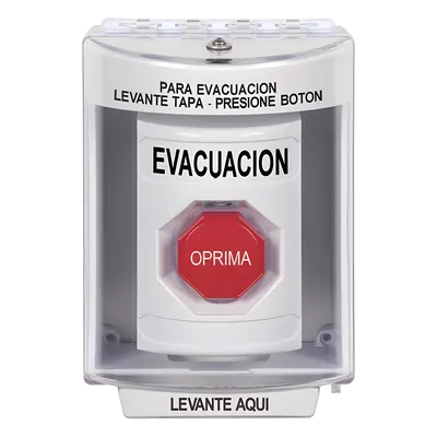 Botón de Evacuación / Cubierta Policarbonato / Restablecimiento con Llave / Bocina Integrada / Interior-Exterior / -40 a 121 °C