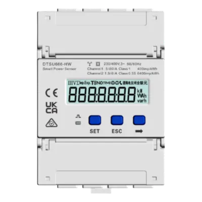 Sensor Trifásico de Medición / Red 3P4W/3P3W / Voltaje 90~1000 VCA / Corriente 0~80 A / Precisión ±0.5 % / Frecuencia ±0.01 Hz / Montaje Riel DIN