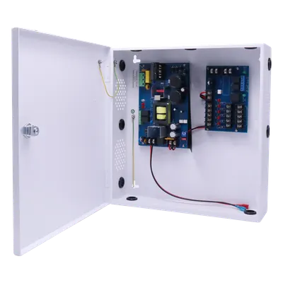 Fuente de Poder para Control de Acceso / 6A Total / 12-24 VDC Selectable / 5 Salidas Clase 2 PTC / Respaldo Batería 40 AH / Supervisión FACP / Fail-Safe y Fail-Secure