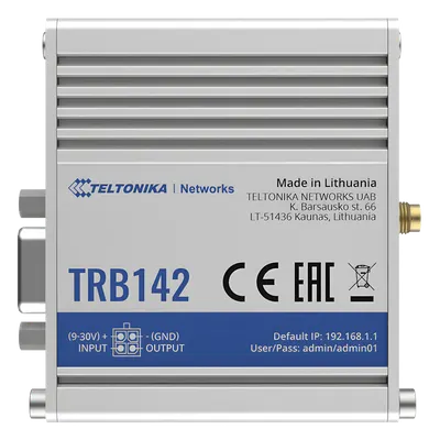 Gateway industrial Teltonika TRB142 con LTE Cat 1 y puerto RS232