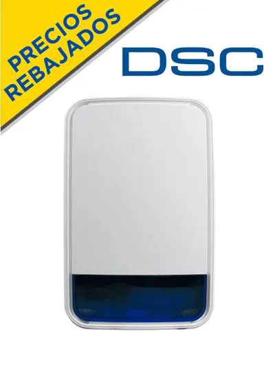 Sirena exterior DSC PG9911B con sonido de 110 dB y batería