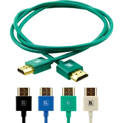 Cable HDMI Ultra Delgado Alta Velocidad con Ethernet | 4K@60Hz (4:2:0) | 18Gbps | Conector HDMI Delgado 16 mm (0.63 in) | Radio de Curvatura 36 mm (1.42 in) | Triple Blindaje | Conectores Chapados en Oro 24K | 3 mts | Verde