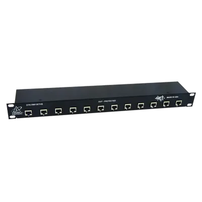 Protector de puertos IP / 12 Canales / CAT5e-CAT6A / 10Gbps / 20kA / Blindado