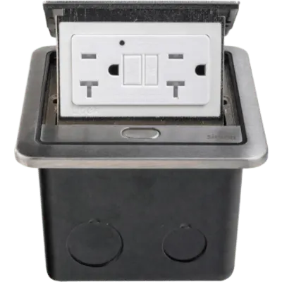 Caja de Piso IP44 / GFCI 20 A / 2500 W / Autotest / Acero Inoxidable / Push to Open / Carga 220 kg / TR