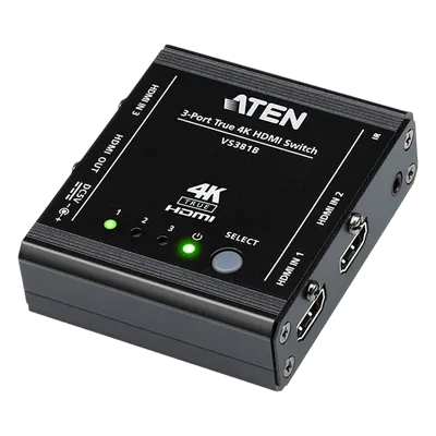 Conmutador HDMI / 3 Entradas 1 Salida / 4K@60Hz 4:4:4 / 18 Gbps / HDR10 Dolby Vision / HDCP 2.2