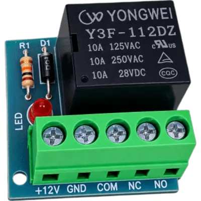 Módulo de Relé / 12 VCC / Salida NO/NC/COM / 3A 125 VCA / Rango -20°C a 70°C / LED de Estado