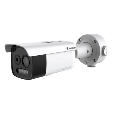 Cámara Bala IP Bi-Espectral / Térmica 256×192 / Óptica 5 MP / IA GUANLAN / Rango -20°C a 650°C / Precisión ±2°C / Detección de Fuego y Humo / Alarma Visual y Audible / Dual Light