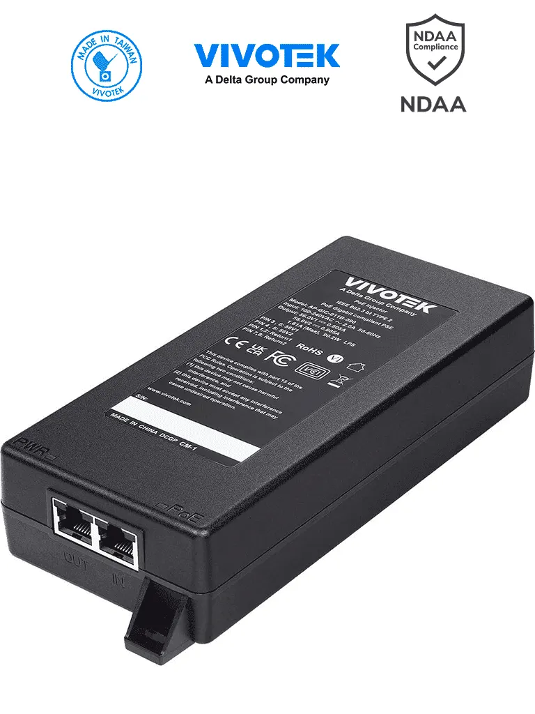 Inyector PoE Gigabit VIVOTEK AP-GIC-011B-090 de 90 W