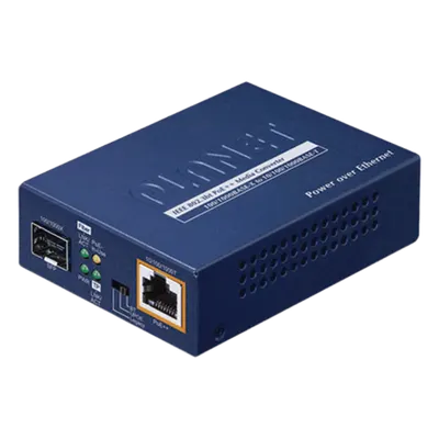 Convertidor de medios PoE++ PLANET GUP-805A-60W con SFP y 60W