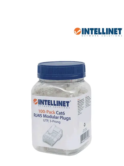INTELLINET 503006 - Plug RJ45 CAT6 sólido UTP /  Bote de 100 piezas / 15 micras de oro