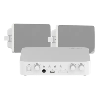 Kit de audio ambiental Hikvision DS-QAEKIT/ST de 80 W y 2 zonas