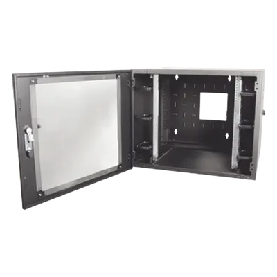 Gabinete de Pared Estándar de 19in, Abatible, de 12 UR, 762 mm de Profundidad, Color Negro
