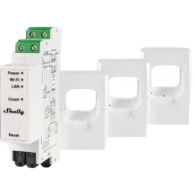 Medidor de Energía Trifásico / Transformadores 400 A / Wi-Fi + LAN + Bluetooth / Memoria 60 Días / Riel DIN / Precisión ±1%