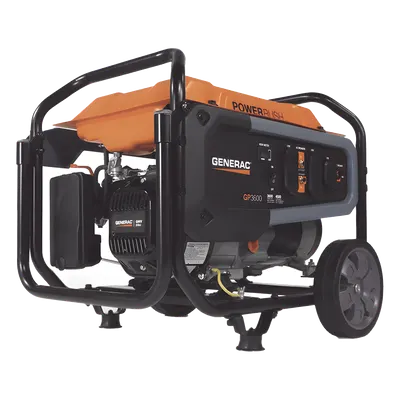 Generador portátil GENERAC GP3600 a gasolina con potencia nominal de 3.6 kW