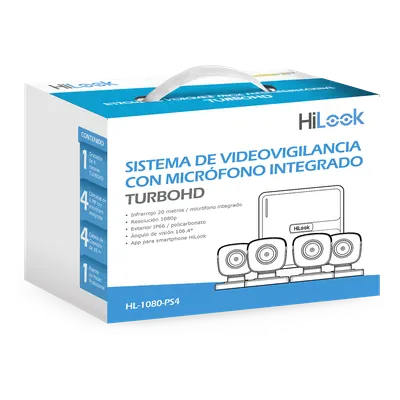 Kit de videovigilancia HiLook HL-1080-PS4 con 4 cámaras y audio