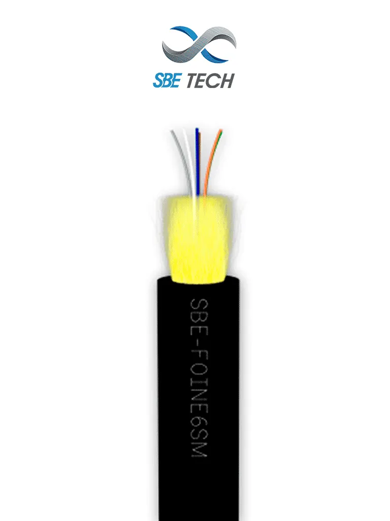 SBE TECH SBE-FOINE6SM - Fibra óptica interior/exterior 9/125µm OS1, 6 hilos, monomodo. (Precio por metro) 1 pieza = 1 metro, la venta es en múltiplos de 100 metros.