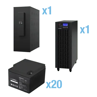 UPS Trifásico de 20 kVA/18 kW, Topología Online Doble Conversión, Voltaje de 208/220 Vca de L-L, Respaldo de 5 Minutos al 100% de Carga, Incluye Módulo y Banco de Baterías