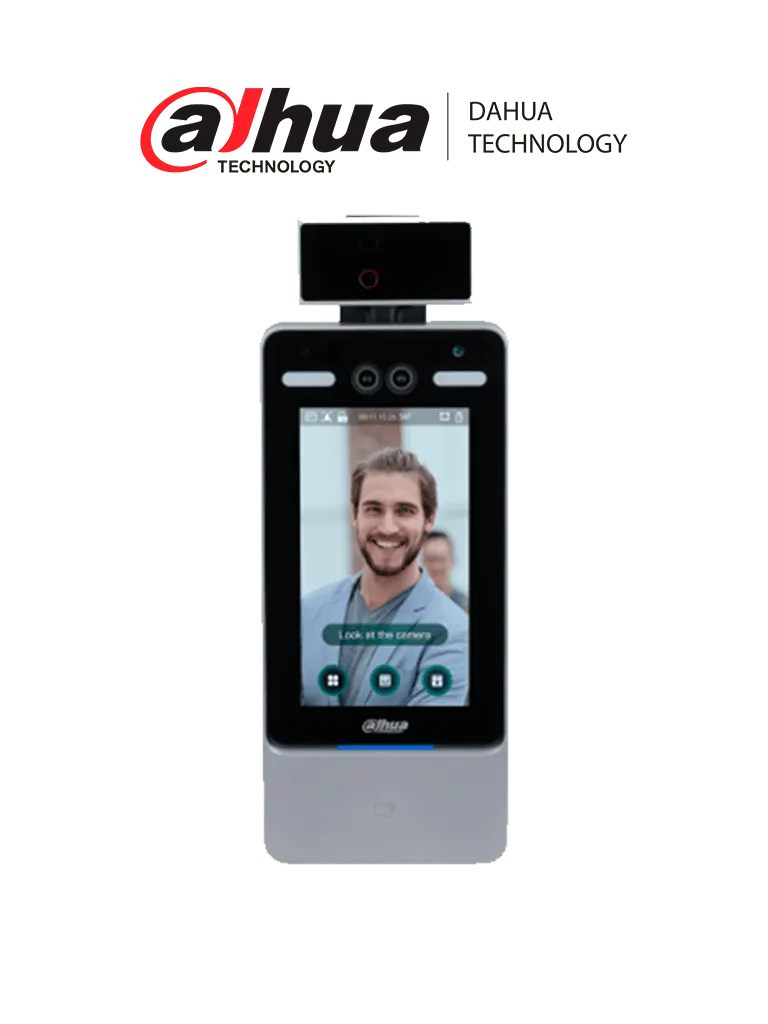 DAHUA ASI7213Y-V3-T1 - Control de Acceso de Reconocimiento Facial/ Pantalla de 7 Pulgadas/ Medición de Temperatura/ 50,000 Rostros. Tarjetas y Passwords/ 100,000 Registros/ Detección de Vida/ Reconocimiento de Rostros de .35 Segundos