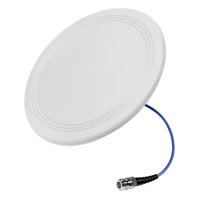 Antena Omnidireccional de Techo Interior / Multibanda 600-6000 MHz / 5 Bandas Celulares y WiFi / Ultra Bajo Perfil 8 mm / Ganancia 4-7 dBi / Cable Plenum 30 cm (11.8 in) / Conector N-Hembra
