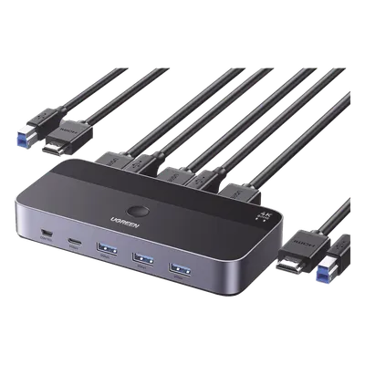 Conmutador KVM UGREEN 15707 HDMI 4K a 60 Hz con puertos USB 3.0