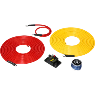 Kit Náutico de Conexión de Alimentación Premium / 6 AWG / 12 V / Un Amplificador / Hasta 6.09 m (20 ft) de Batería / Cobre OFC Puro Estañado / Disyuntor Marino 50 A IP67 / SAE J1171 / Terminales de Acero Inoxidable