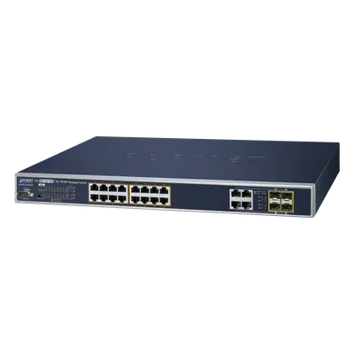 Switch Administrable 16 puertos 10/100/1000 802.3at PoE 230W y 4 puertos GigabitTP/SFP Combo