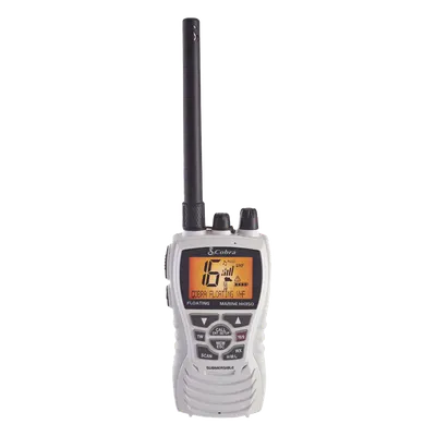 Radio portátil marino, flotante y sumergible con función de eliminación de agua de la bocina mediante vibración,  potencia de RF de 6 Watts.
