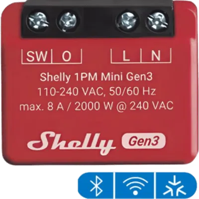 Interruptor inteligente Shelly 1PM Mini Gen3 Wi-Fi con medición de consumo