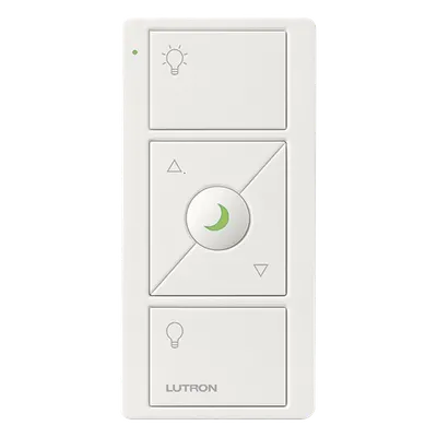 Control remoto inalámbrico / 3 botones + subir-bajar / luz nocturna / RF 431-437 MHz / batería CR2032 / Caseta Wireless y RadioRA 2 / blanco brillante