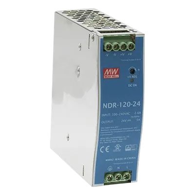 Fuente de poder MEANWELL NDR-120-24 de 24 Vcc y 5 A para riel DIN
