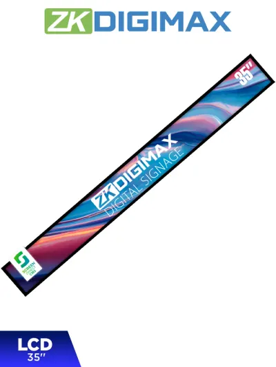 ZKDIGIMAX DG03S1W35 - Pantalla LCD Estrecha de 35" para Estantería, Ultrapanorámica, Resolución Full HD, Android 8.1, Alta Brillantez