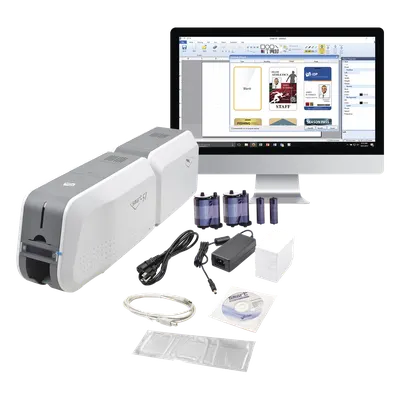 Impresora de Tarjetas PVC / Doble Cara Automática / 300 dpi / Laminador Integrado / USB / 100 Tarjetas Entrada