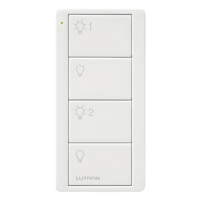 Control inalámbrico Pico / 4 botones: encendido y apagado de 2 grupos / RF Clear Connect 431-437 MHz / alcance 9 m / batería CR2032 10 años / Caseta, RadioRA