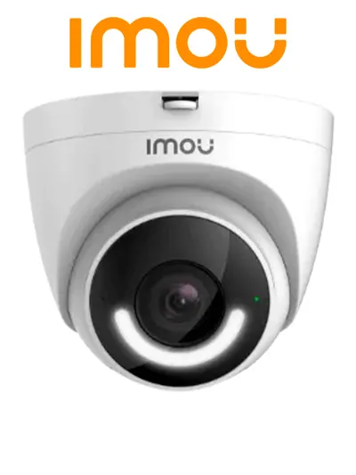 IMOU Turret (IPC-T26EN-0280B-imou) - Cámara IP Domo WiFi de 2MP con disuasión activa, sirena integrada, LED de alta potencia, micrófono, audio bidireccional, detección de humanos, IR 30m, IP67 y ranura MicroSD.