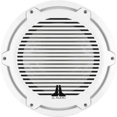 Subwoofer Náutico 12" (304.8 mm) / Rejilla Clásica Blanca / Deflector Infinito / 600 W RMS / Impedancia 4 Ω / Sensibilidad 86.7 dB / Bobina de Voz 4" (102 mm) / Cono de Polipropileno Relleno de Mica / Diámetro 356 mm (