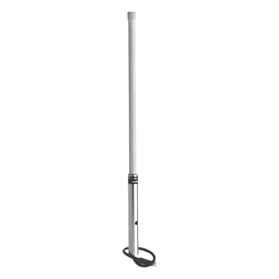 Antena base / Fibra de vidrio / 150-156 MHz / 3 dBi / 297.2 cm (117 pulgadas) / 161 km/h (100 mph)