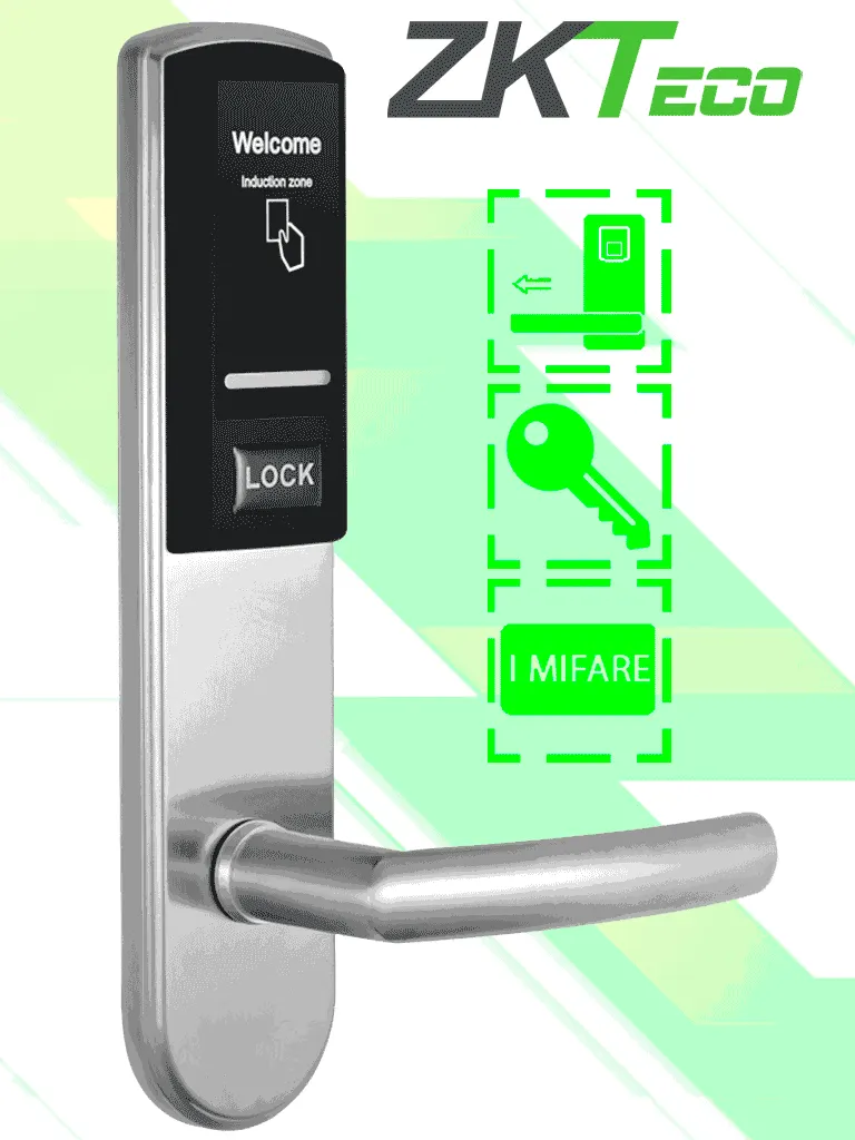 Cerradura hotelera ZKTeco LH3000R derecha con tecnología Mifare